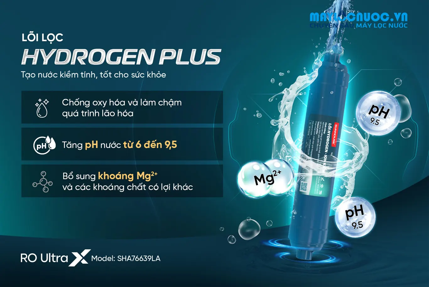 MÁY LỌC NƯỚC ION KIỀM HYDROGEN UltraX SUNHOUSE SHA76639LA - 11 lõi lọc 